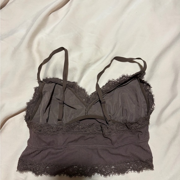 Aerie Lace Trim Bralette - Dark Brown - Picture 2 of 3